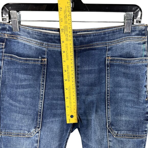 Pilcro & The Letterpress Womens 27 US 4 Flare Crop Jeans Side Zip Patch Pockets - Picture 9 of 16